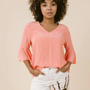 LaRoque Park Top 100% Silk in Coral (One Size)